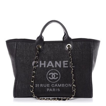 Chanel Woven Straw Raffia Large Deauville Tote Black 1 of 12