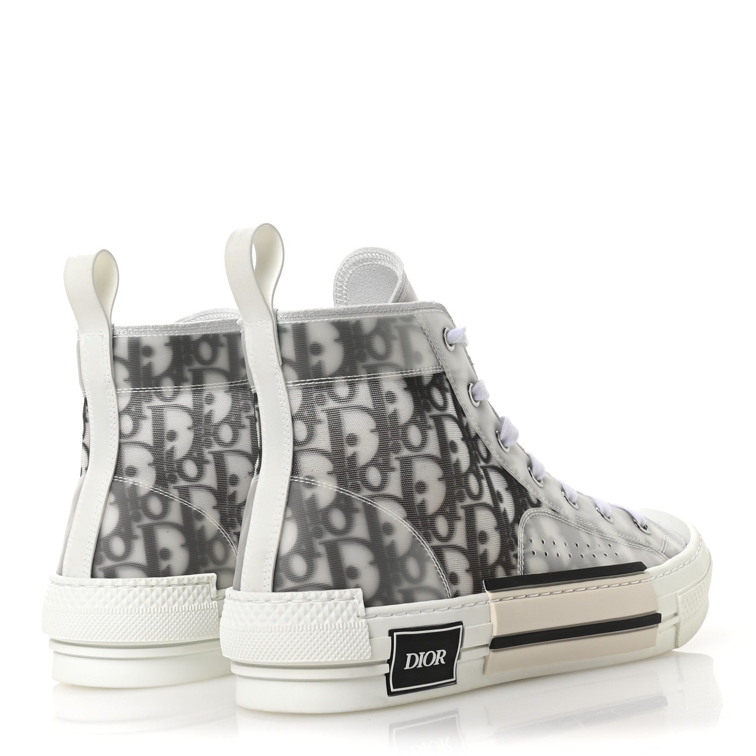Christian Dior Technical Canvas Oblique B23 High Top Sneakers 41 White Black 5 of 8