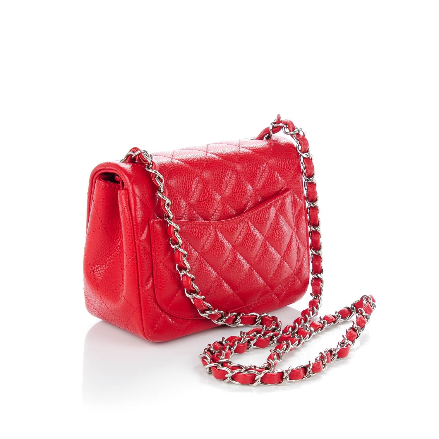 Chanel Caviar Quilted Mini Square Flap Red 3 of 8