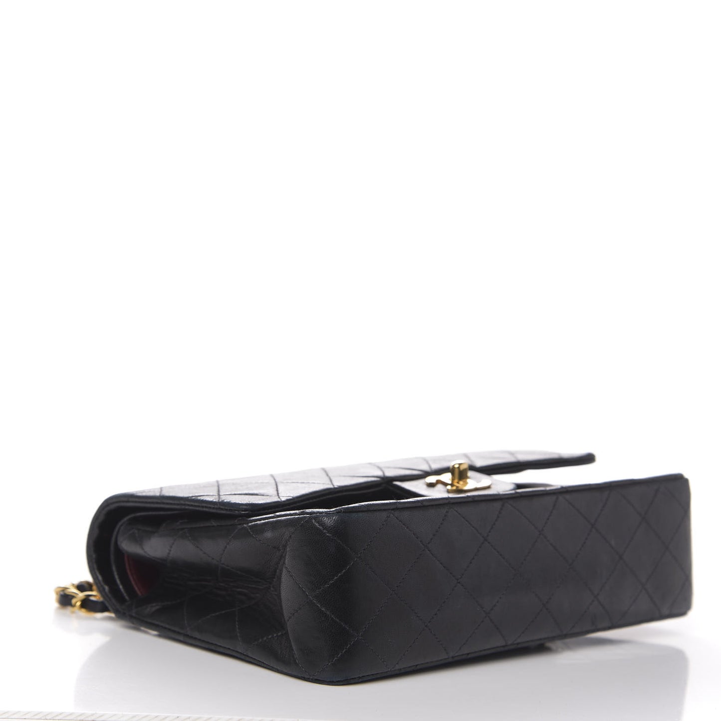 Lambskin Quilted Medium Double Flap Black