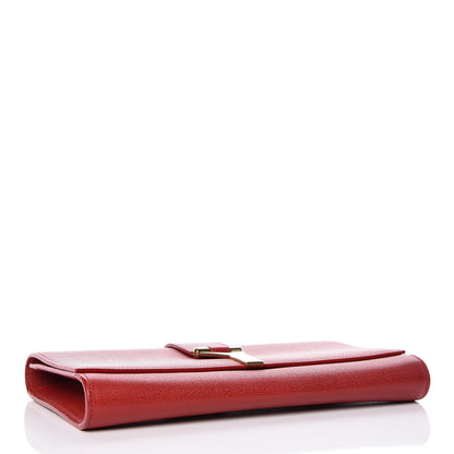 Saint Laurent Textured Calfskin Classic Y Ligne Clutch Red 4 of 19