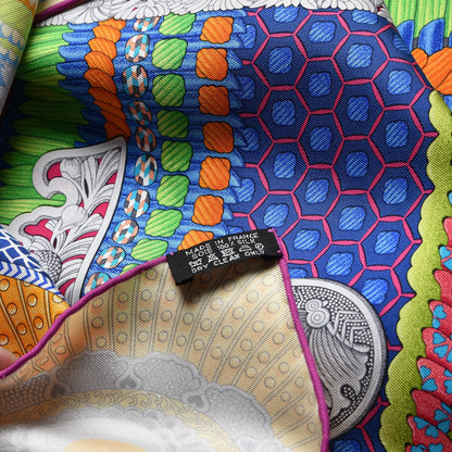 Hermes Silk Parures de Samouraïs Scarf 90 Rose Indien Vert Turquoise 4 of 5