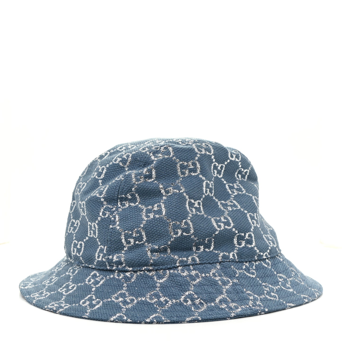 Canvas Lame GG Monogram Bucket Hat M Light Blue Silver
