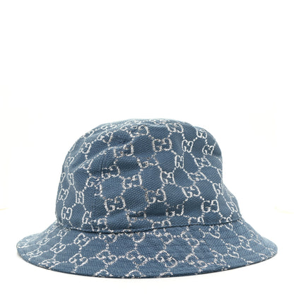 Gucci Canvas Lame GG Monogram Bucket Hat M Light Blue Silver 1 of 5