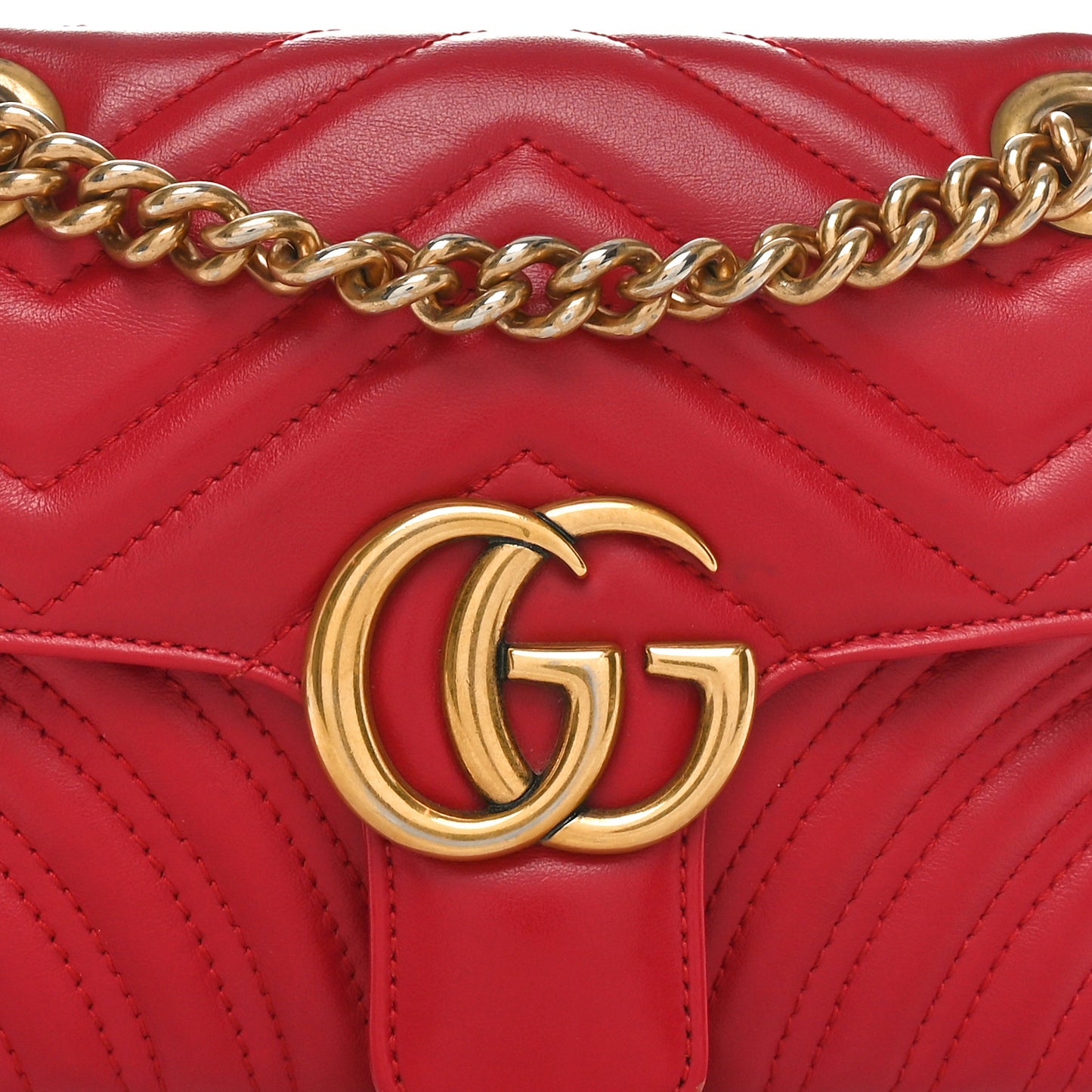 Calfskin Matelasse Mini GG Marmont Shoulder Bag Hibiscus Red