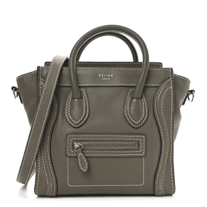 Celine Drummed Calfskin Nano Luggage Souris 1 of 9