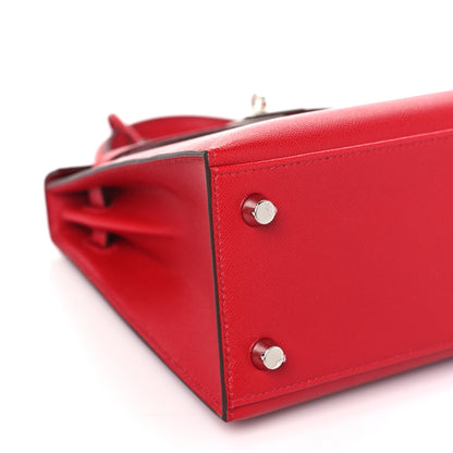 Hermes Madame Calfskin Verso Kelly Sellier 25 Rouge Piment Rose Shocking 8 of 10