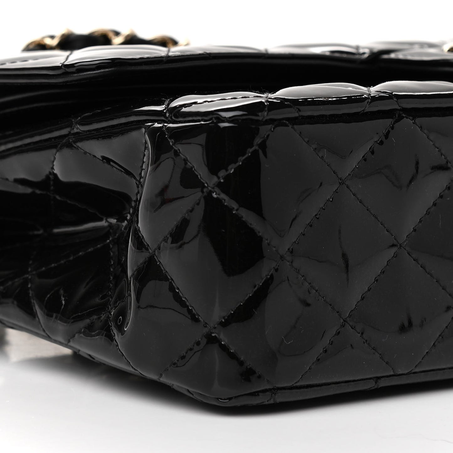 Patent Quilted Medium Double Flap Black