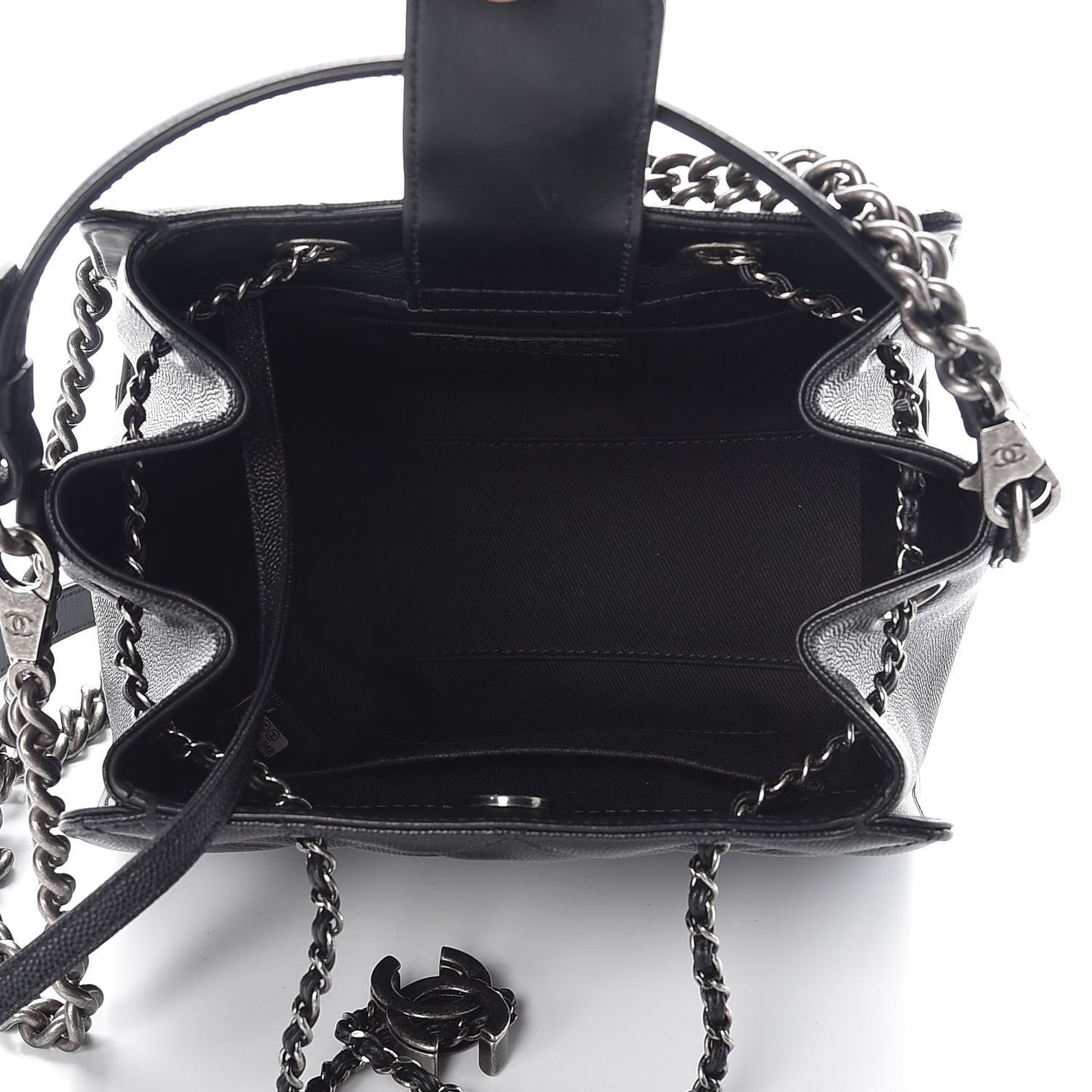 Caviar Quilted Small CC Bucket Bag Black