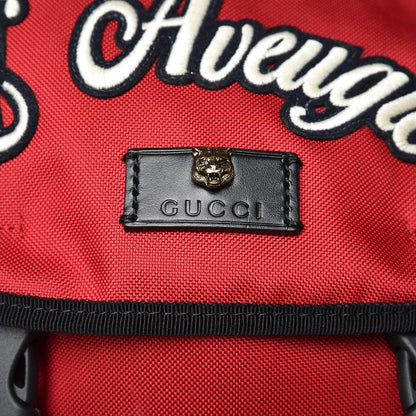 Gucci Nylon L'Aveugle Par Amour Embroidered Double Buckle Backpack Red 8 of 8
