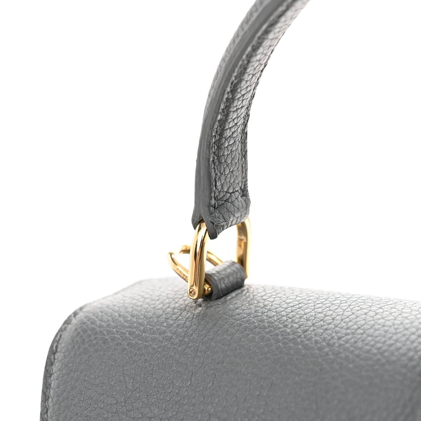 Grained Calfskin Small 16 Top Handle Bag Medium Grey