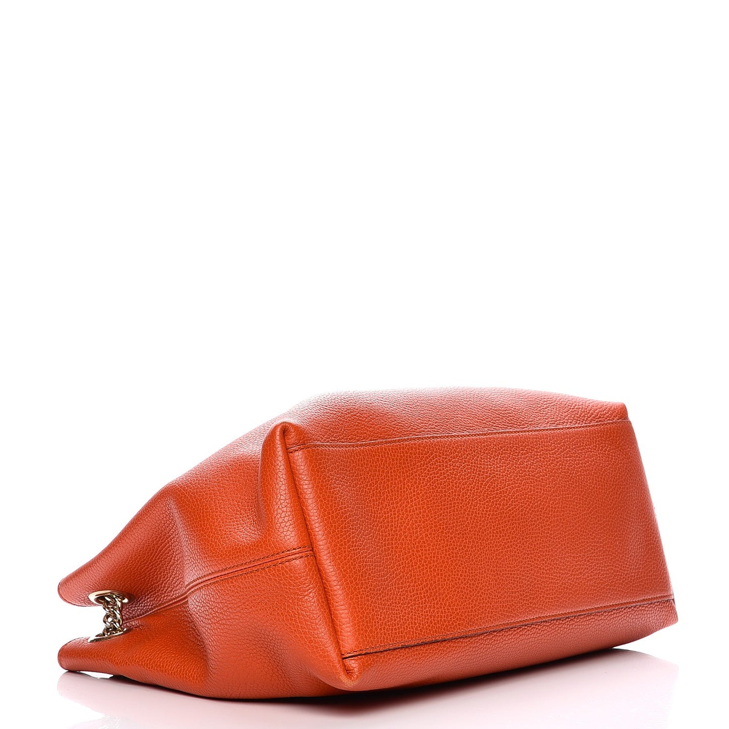 Pebbled Calfskin Medium Soho Chain Shoulder Bag Sun Orange