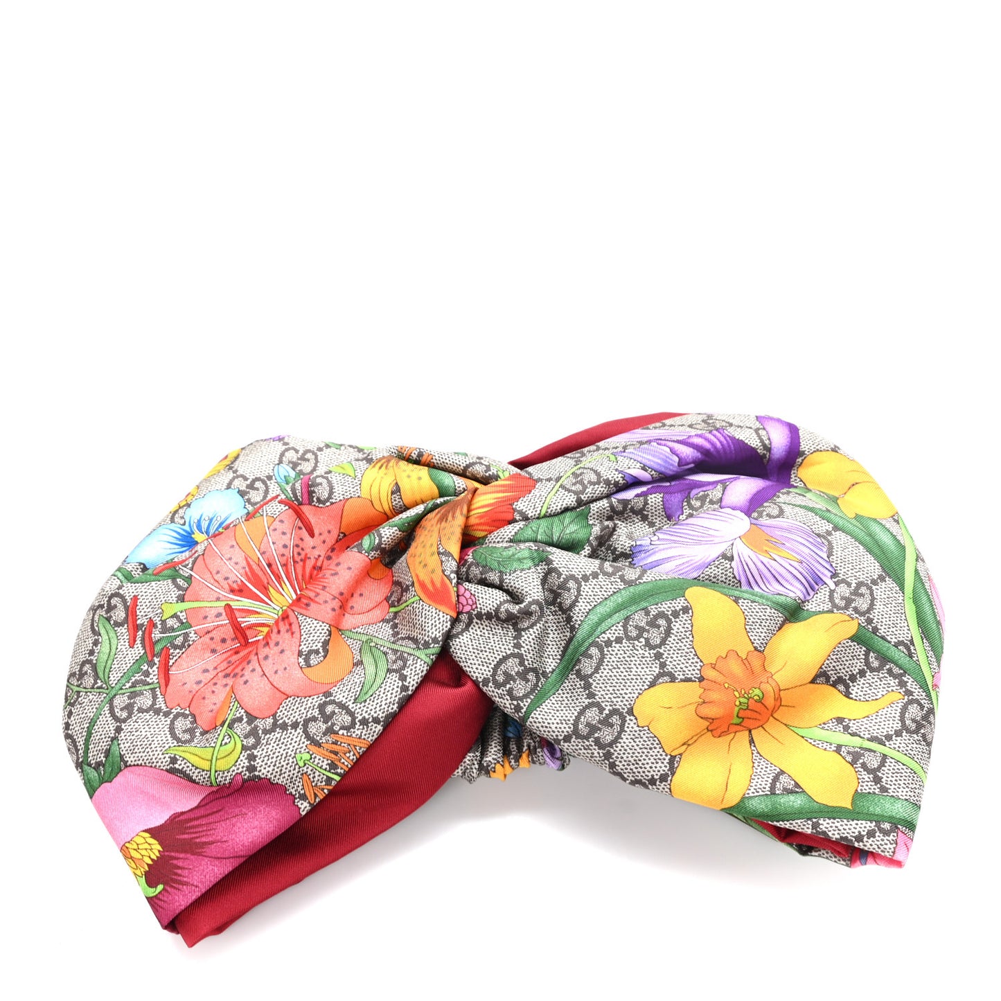 Silk Monogram Flora Print Headband M Red