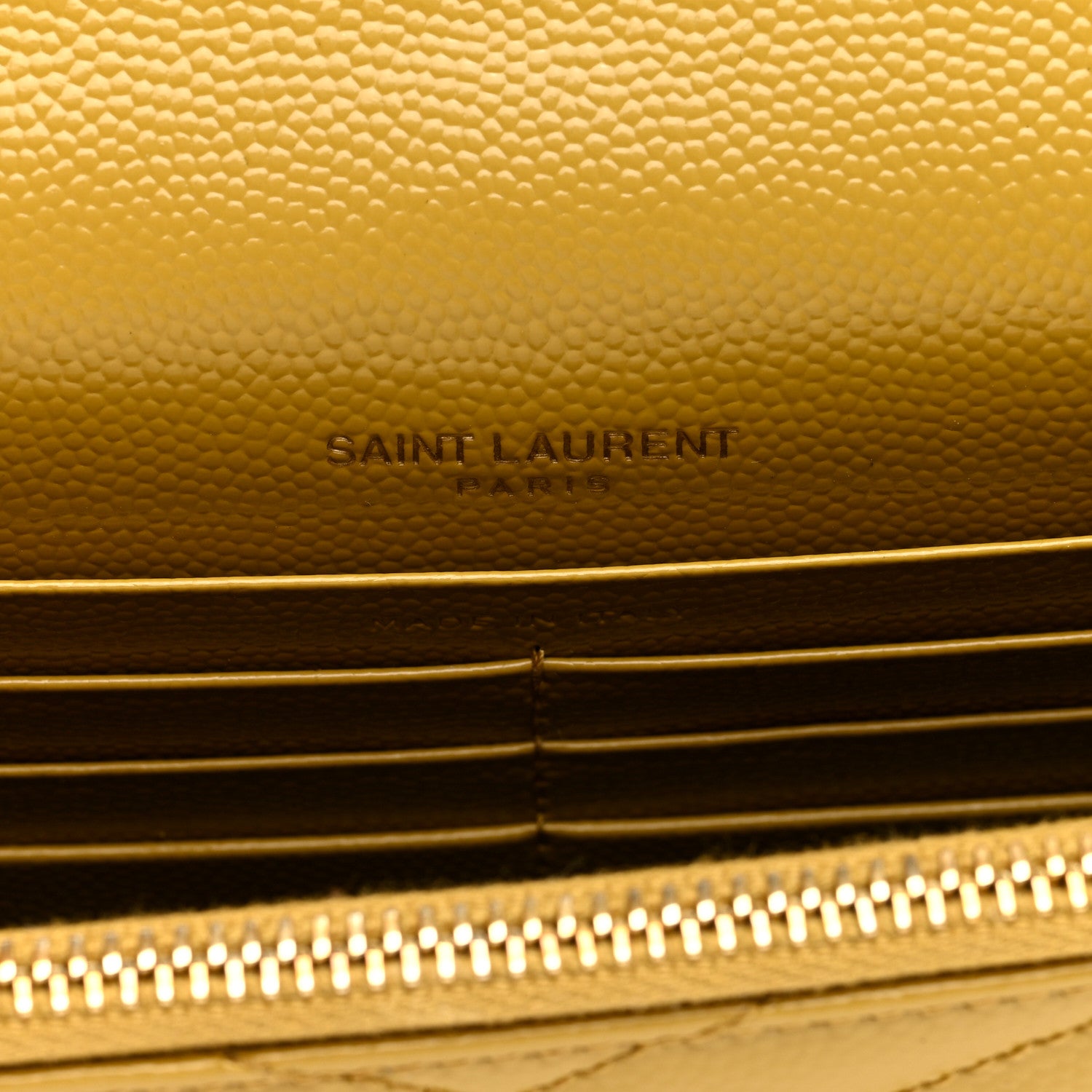 Saint Laurent Grain De Poudre Matelasse Chevron Monogram Envelope Chain Wallet Saffran 6 of 9