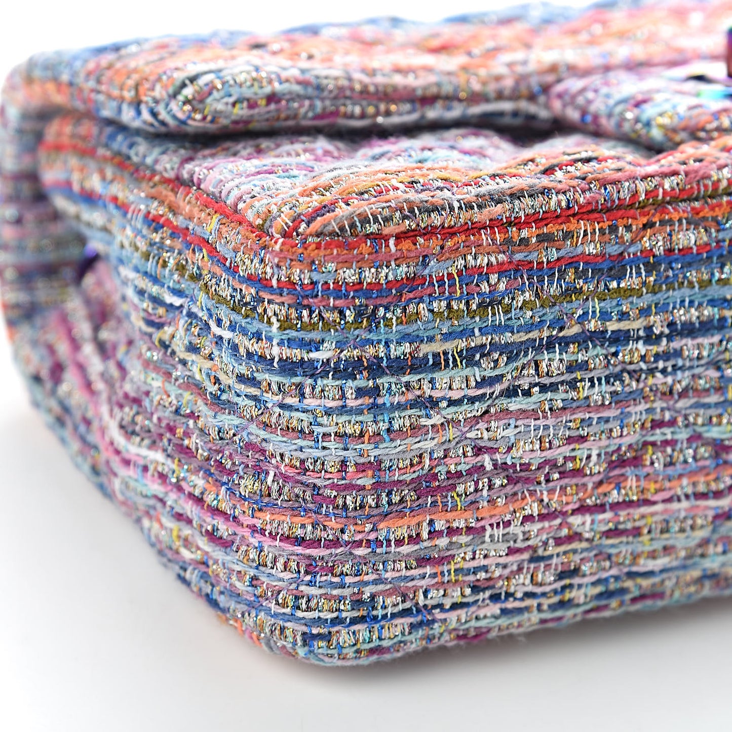 Tweed Quilted Mini Rectangular Flap Multicolor