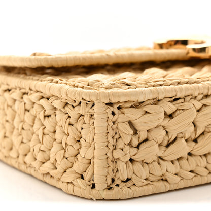 Celine Raffia Effect Claude Chain Shoulder Bag Natural 8 of 10