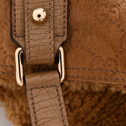 Gucci Suede Shearling Guccissima Large Jolicoeur Tote Tan 14 of 14