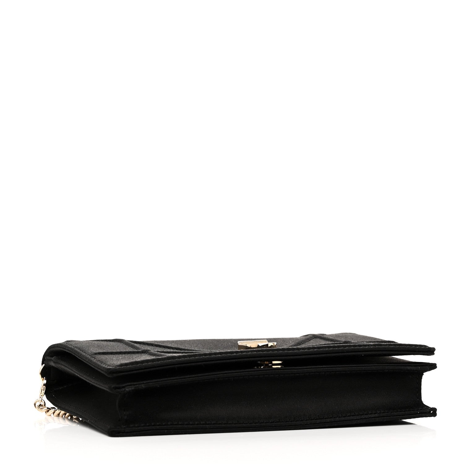 Christian Dior Satin Diorama Wallet on Chain Pouch Black 4 of 9