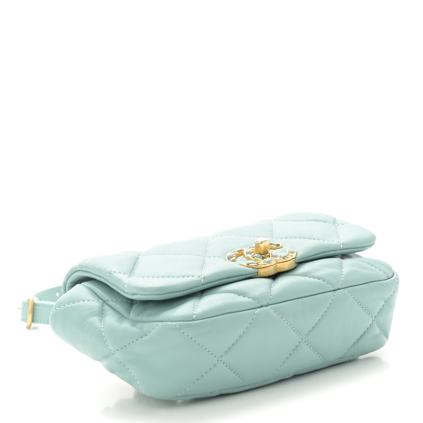 Lambskin Quilted Chanel 19 Waist Bag Light Blue