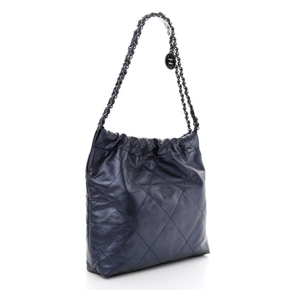 Chanel Metallic Calfskin Quilted Small Chanel 22 Navy Blue 4 of 11