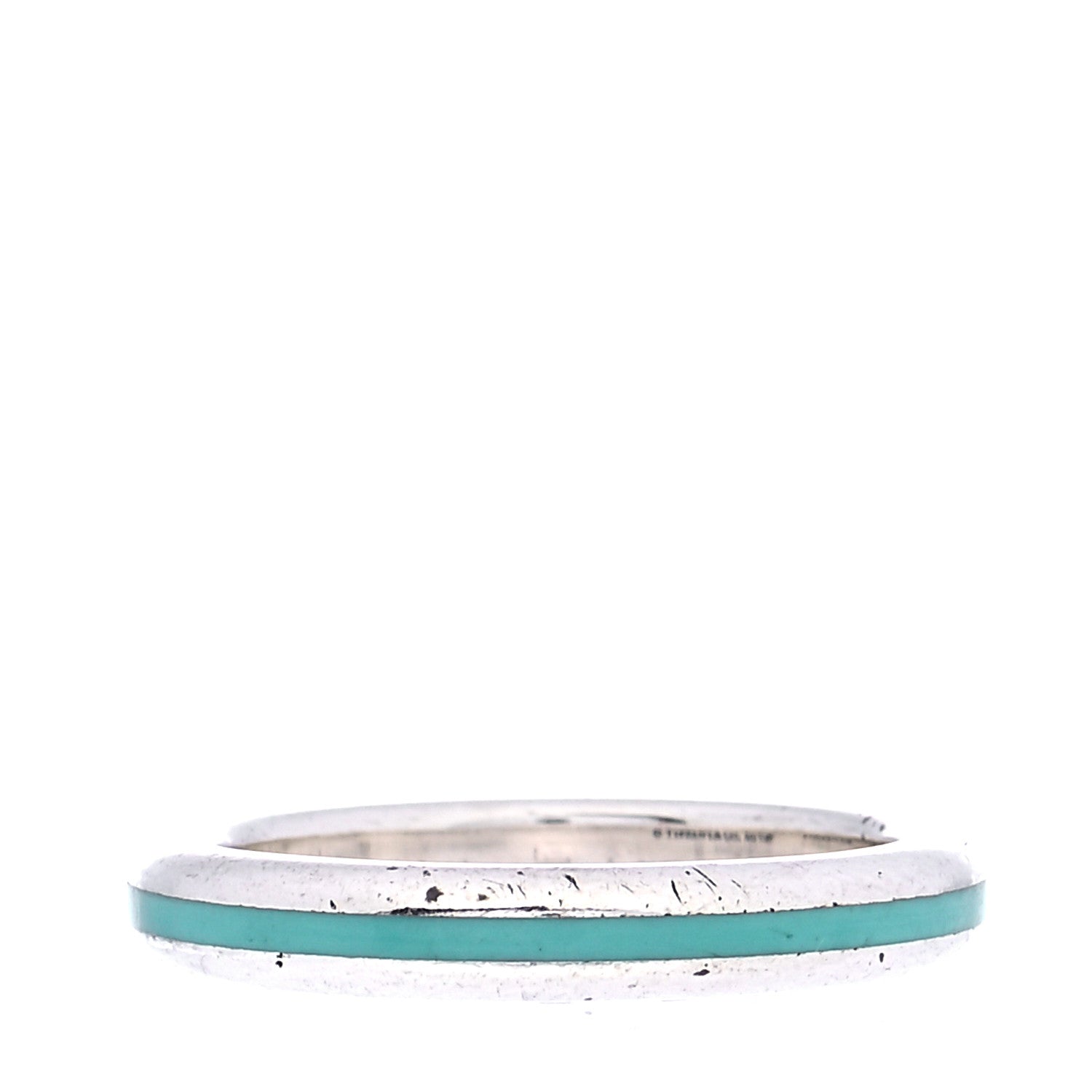 Tiffany Sterling Silver Enamel Stackable Ring Blue 48 4.5 3 of 4