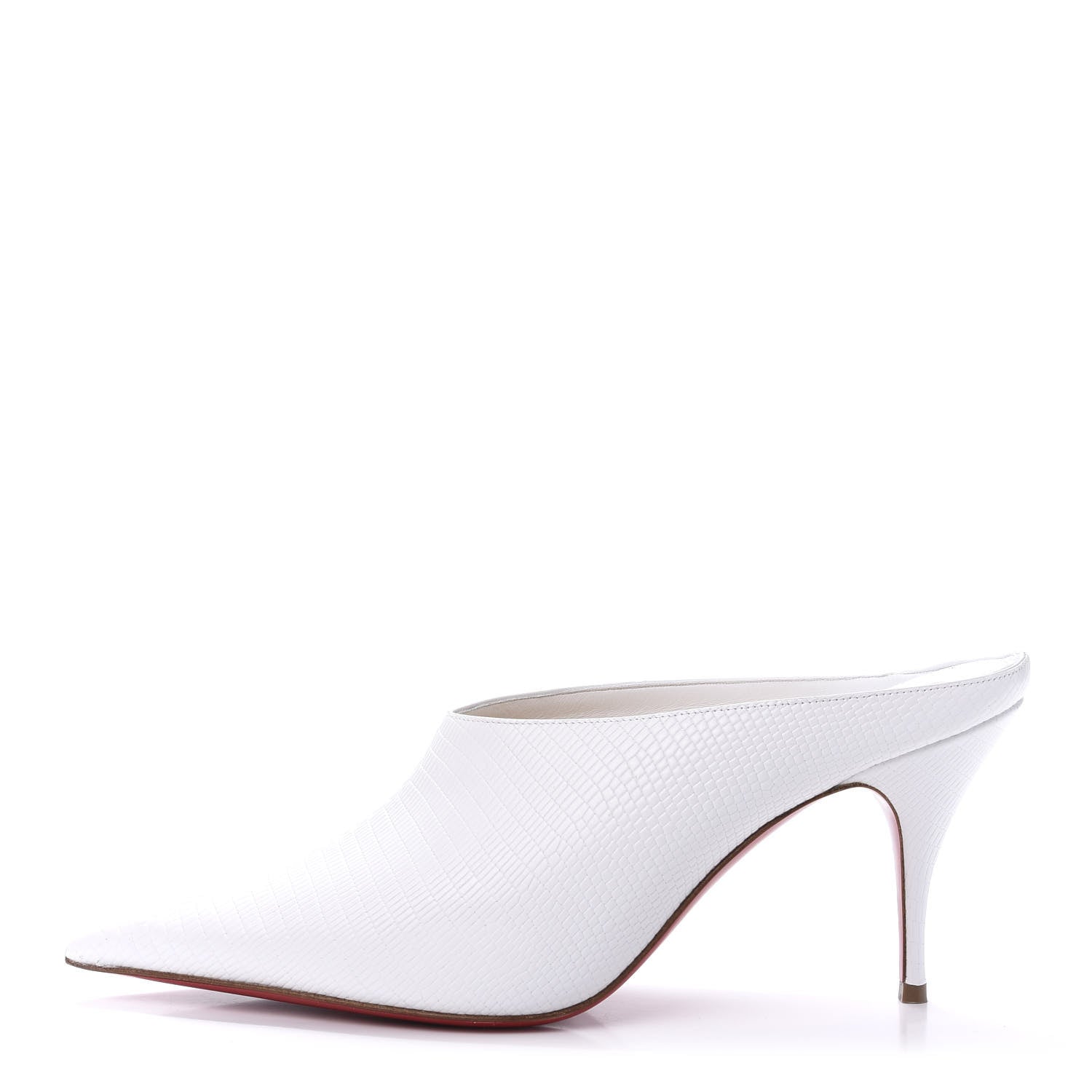 Christian Louboutin Calfskin Lizard Embossed Quart 80 Mules 38 White 1 of 8