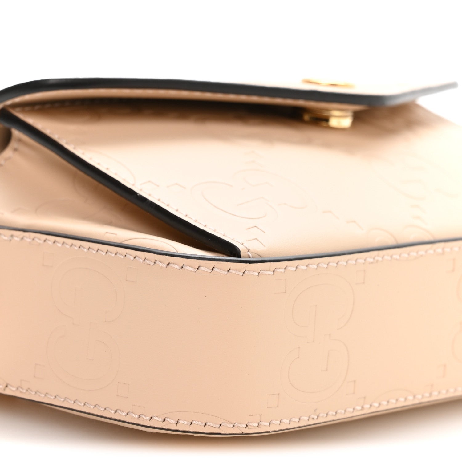 Gucci Calfskin GG Super Mini Debossed Chain Wallet Light Beige 9 of 10