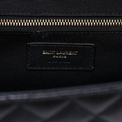 Saint Laurent Grain De Poudre Textured Mixed Matelasse Large Triquilt Monogram Satchel Black 5 of 12