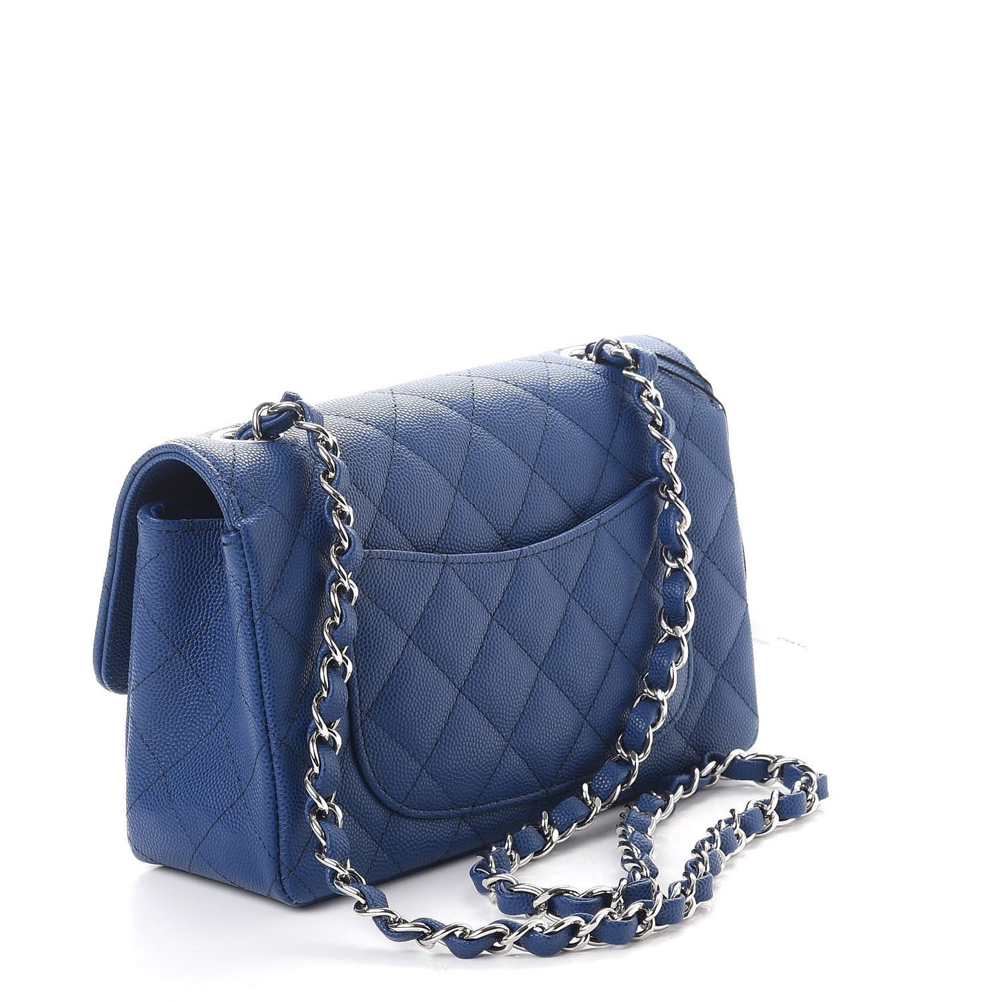 Caviar Quilted Mini Rectangular Flap Dark Blue