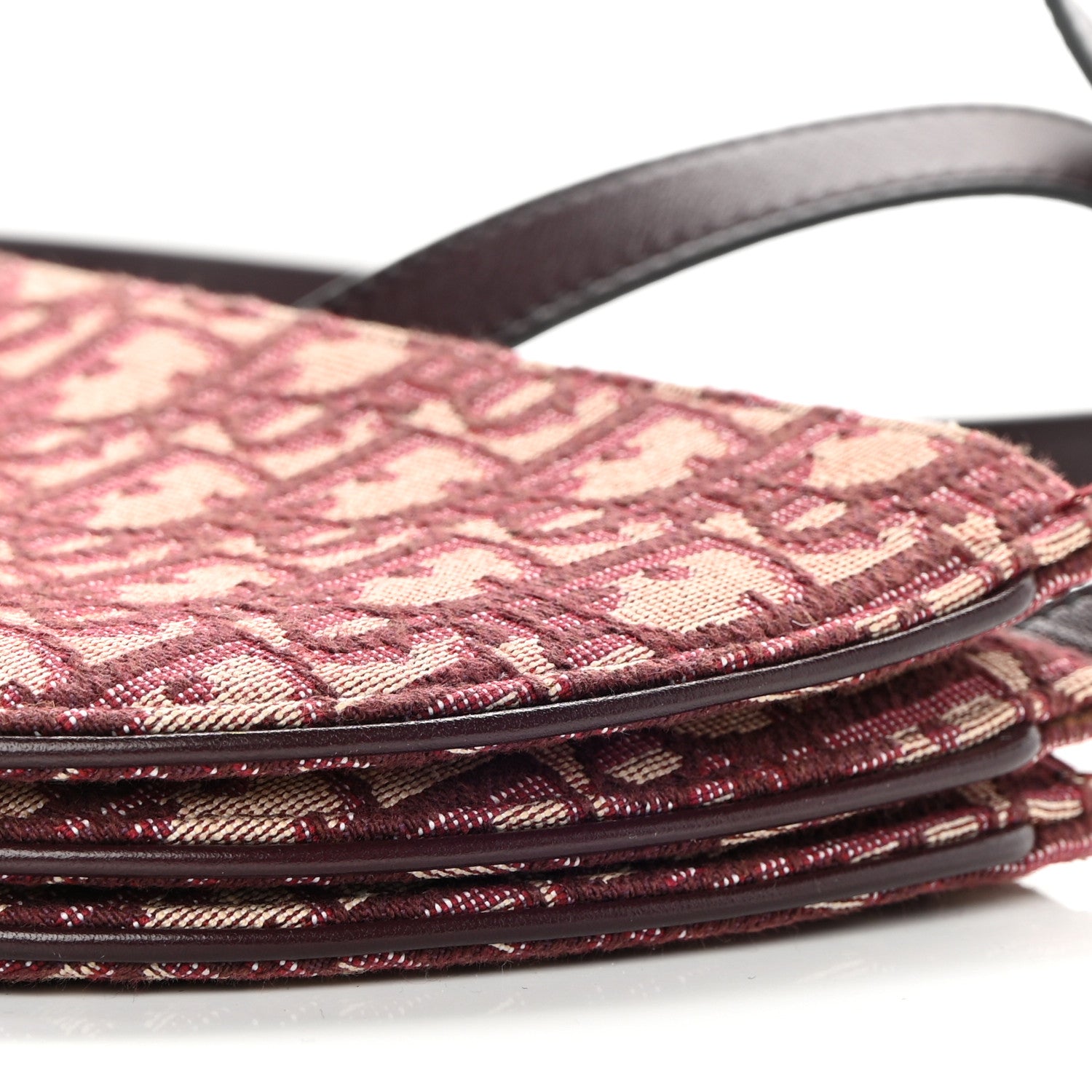 Christian Dior Oblique Saddle Pouch With Strap Burgundy 12 of 15