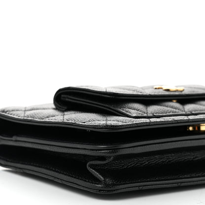 Chanel Caviar Quilted Pocket Clutch With Chain WOC Black 10 of 12