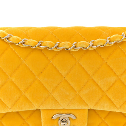 Chanel Velvet Quilted Medium Double Flap Yellow 8 of 12