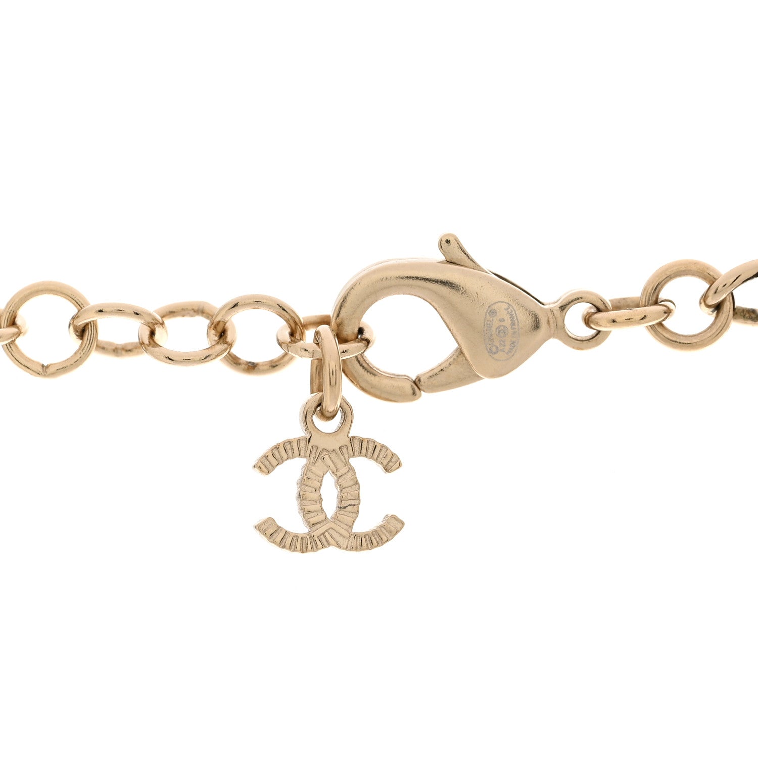 Chanel Metal Calfskin Crystal Double CC Short Necklace Black Gold 5 of 6