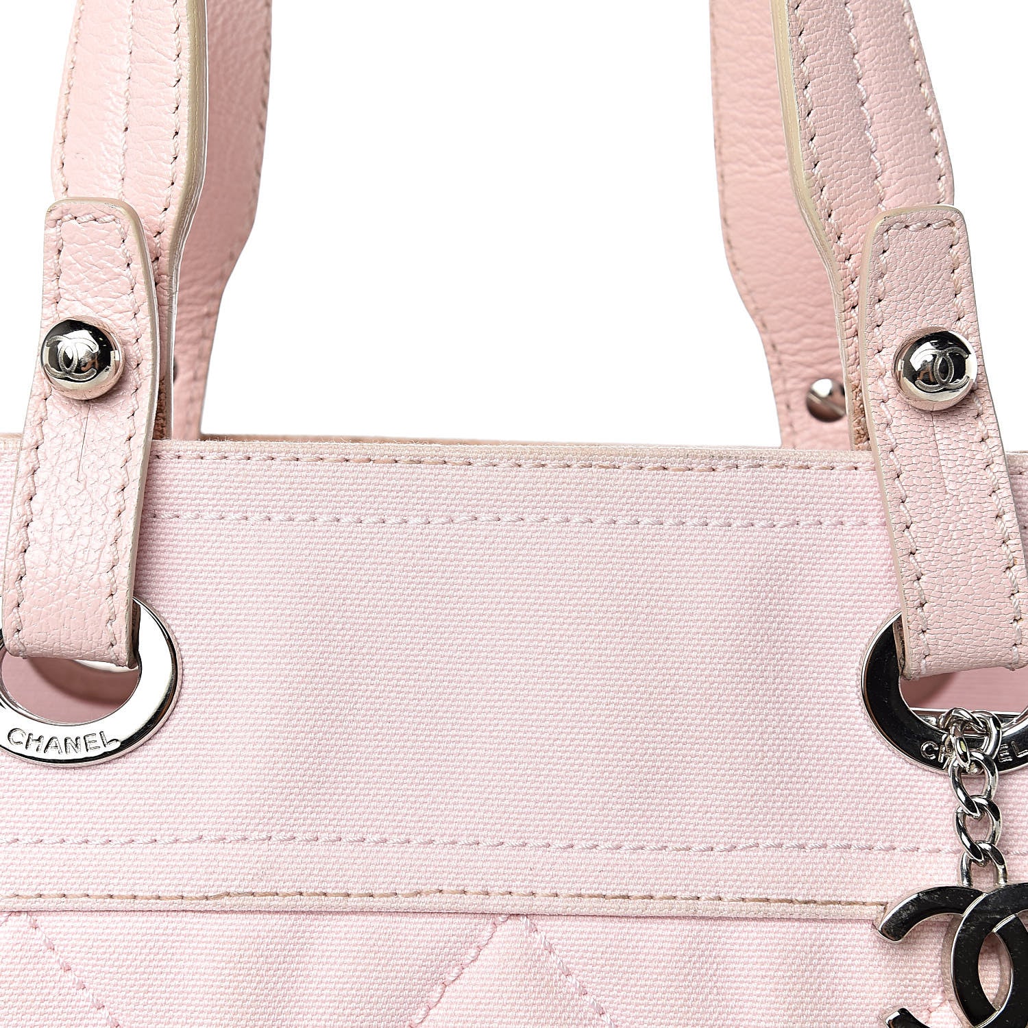 Chanel Coated Canvas Quilted Small Paris Biarritz Tote Pink 11 of 25