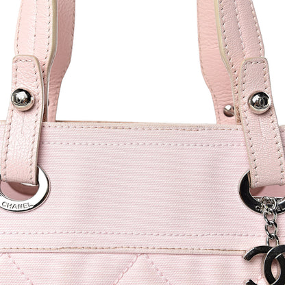 Chanel Coated Canvas Quilted Small Paris Biarritz Tote Pink 11 of 25