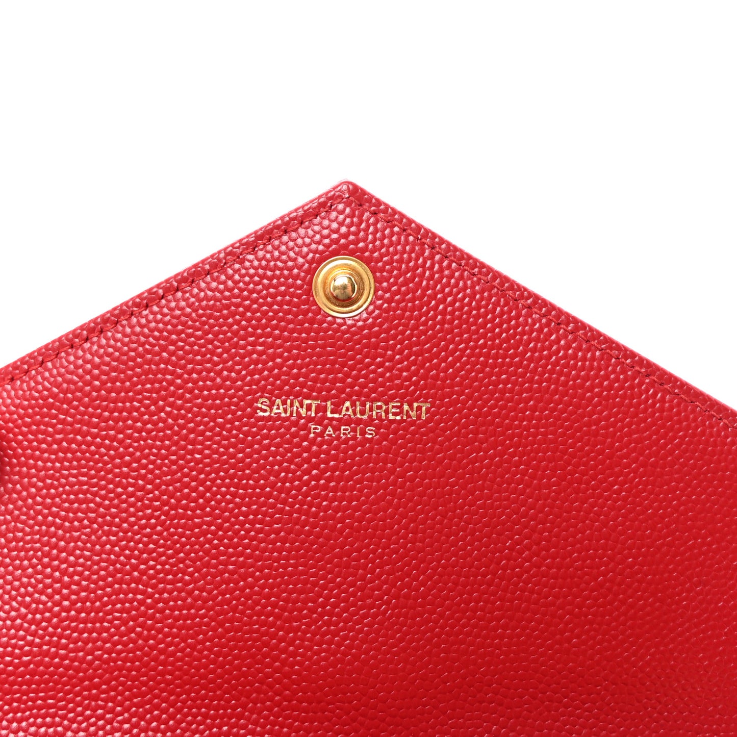 Grain De Poudre Matelasse Chevron Small Monogram Chain Wallet Red