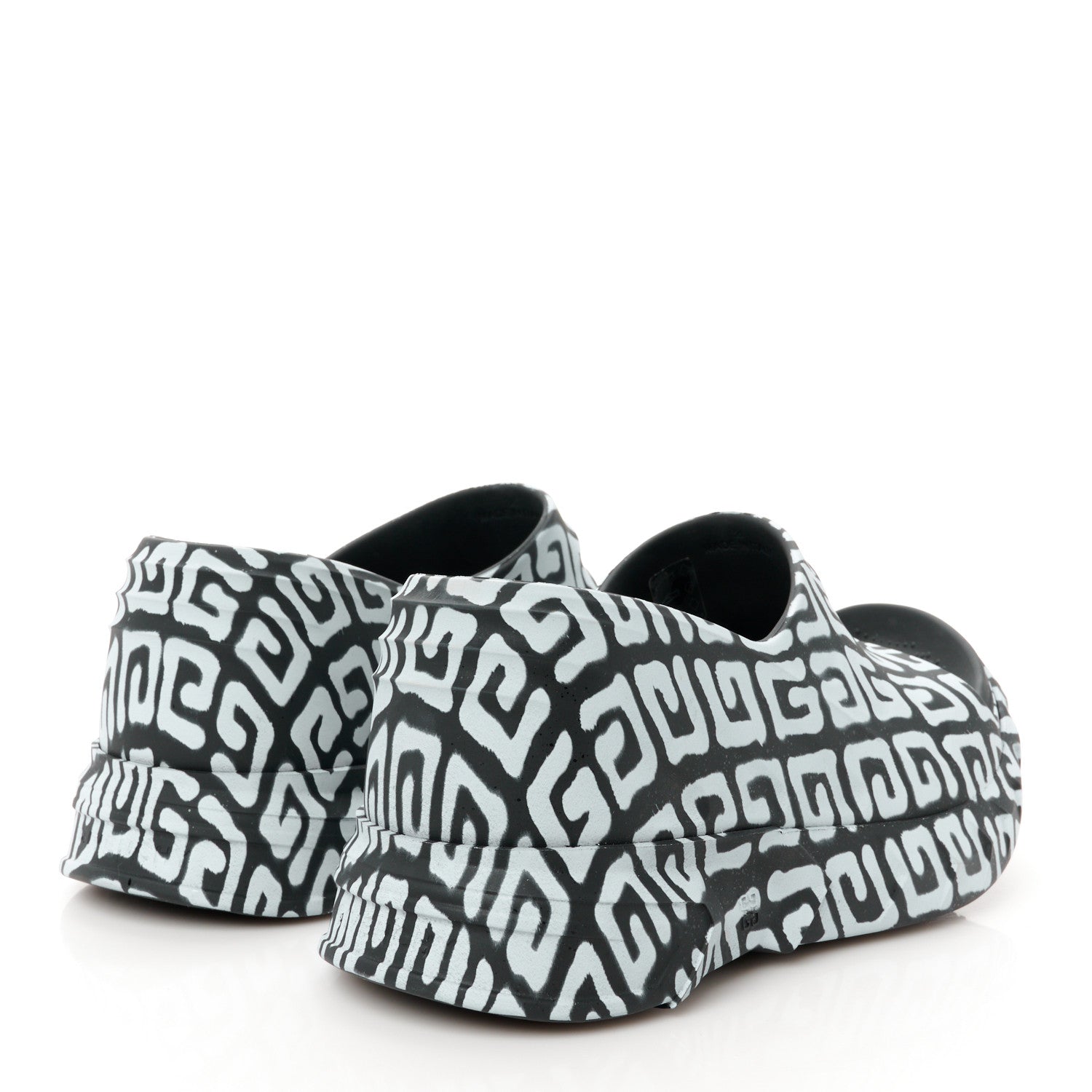 Givenchy Rubber 4G Print Marshmallow Wedge Slides 38 Black White 4 of 8