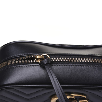 Gucci Calfskin Matelasse Small GG Marmont Chain Shoulder Bag Black 12 of 13