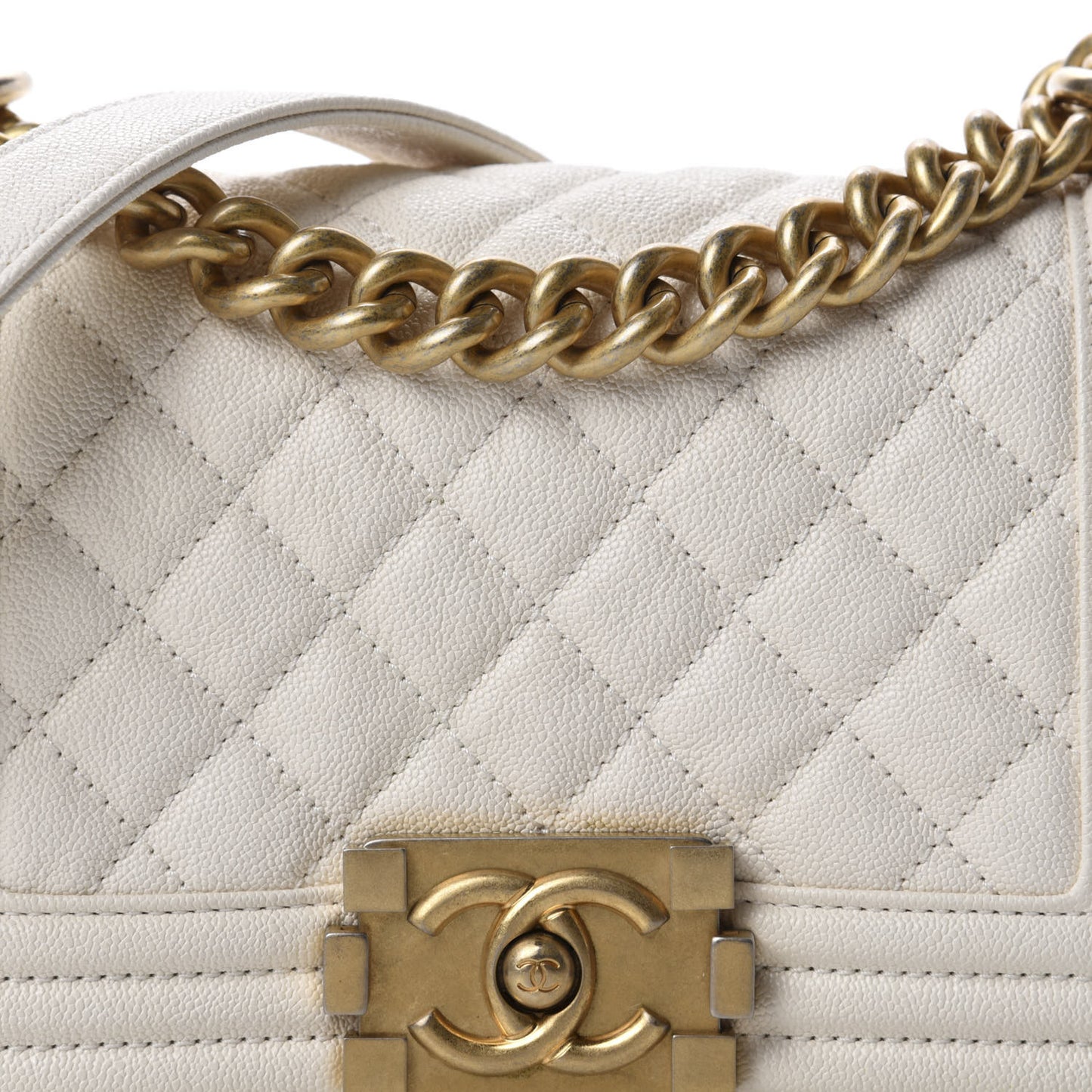 Caviar Quilted Small Boy Flap White