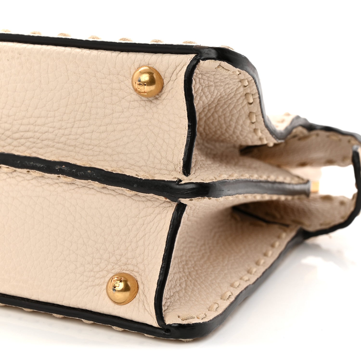 Fendi Cuoio Roma Sellerissima Nappa Sintetica Tape Stitch Small Peekaboo I SEE U Satchel Camelia 9 of 9