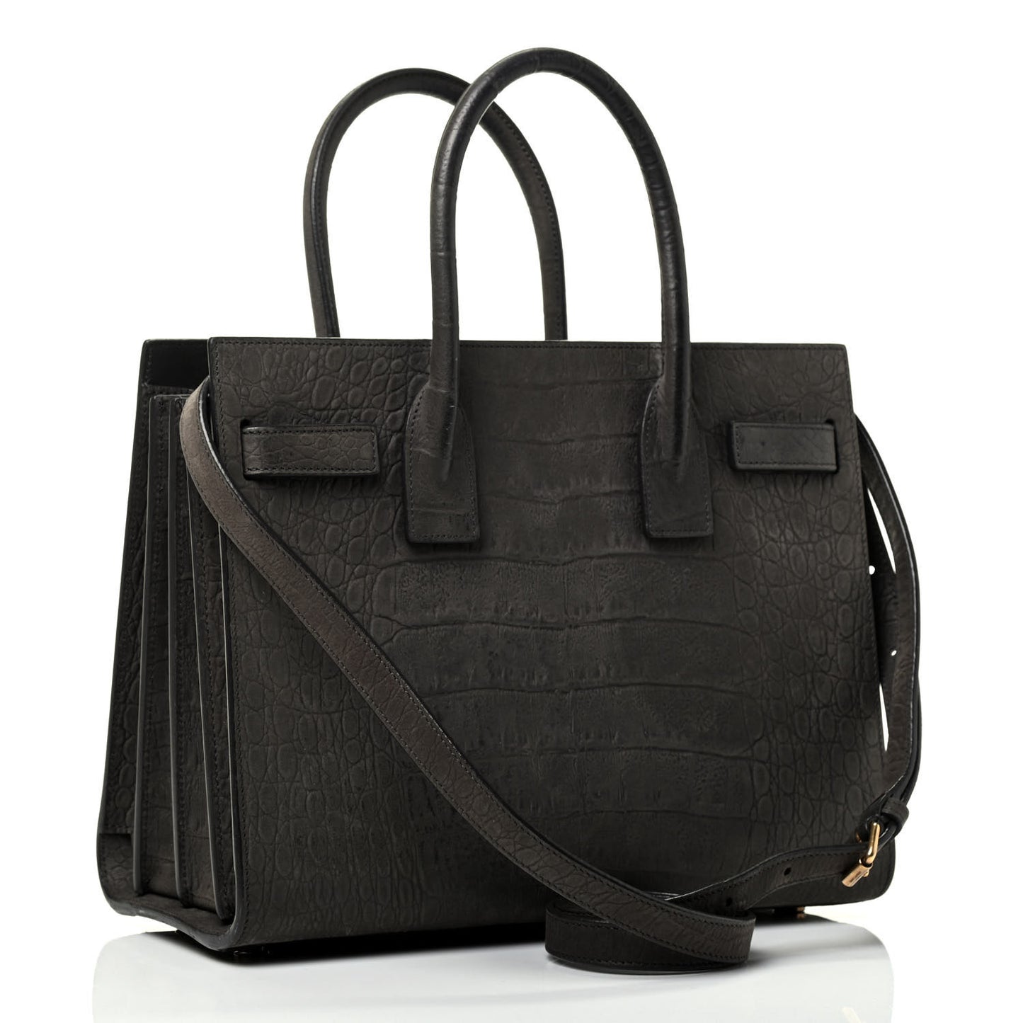 Crocodile Embossed Nubuck Baby Sac De Jour Coal