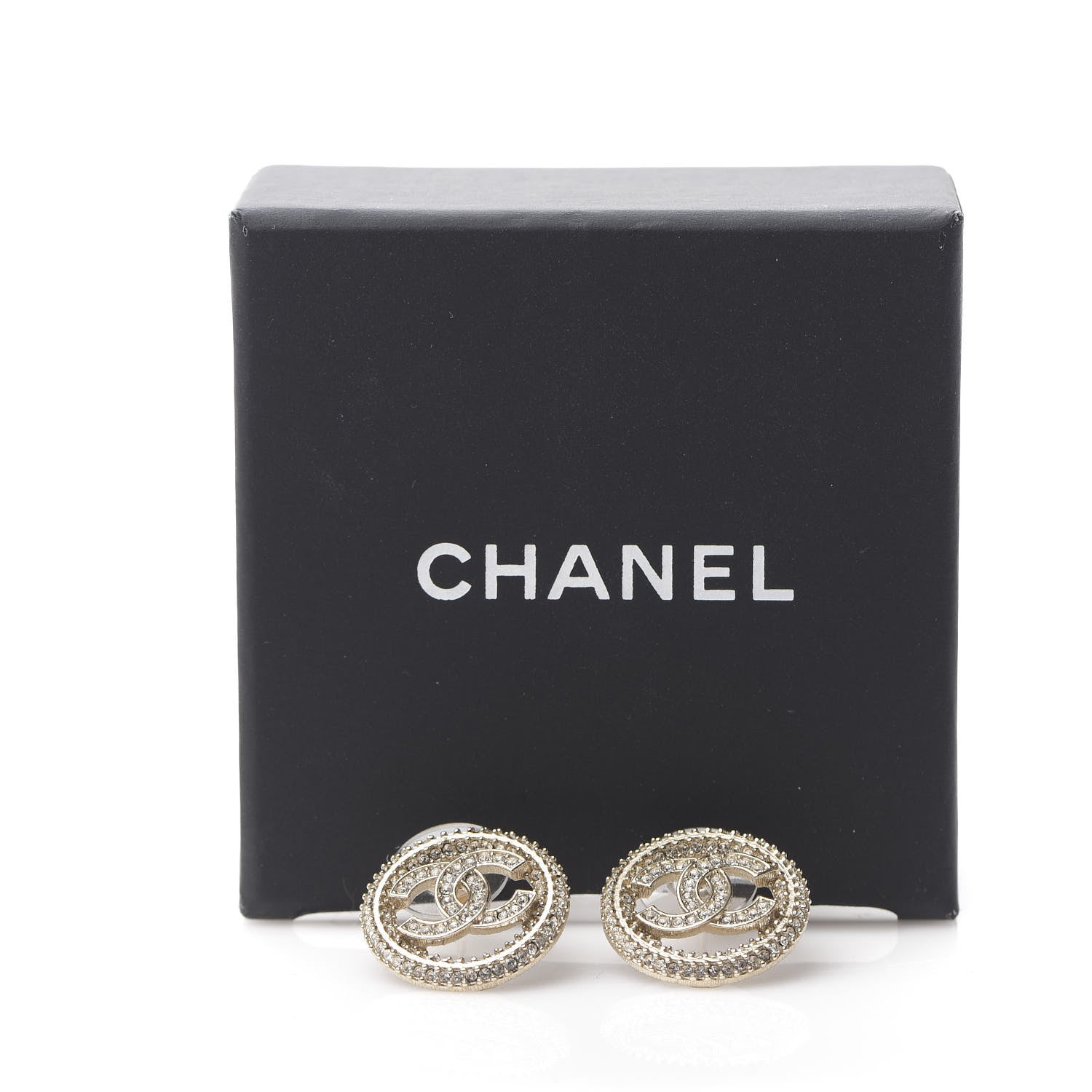 Chanel Crystal CC Vendome Round Earrings Gold 5 of 5