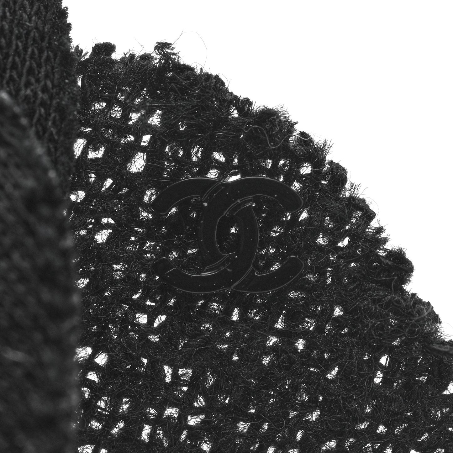 Tweed Fabric Camellia Pin Brooch Black