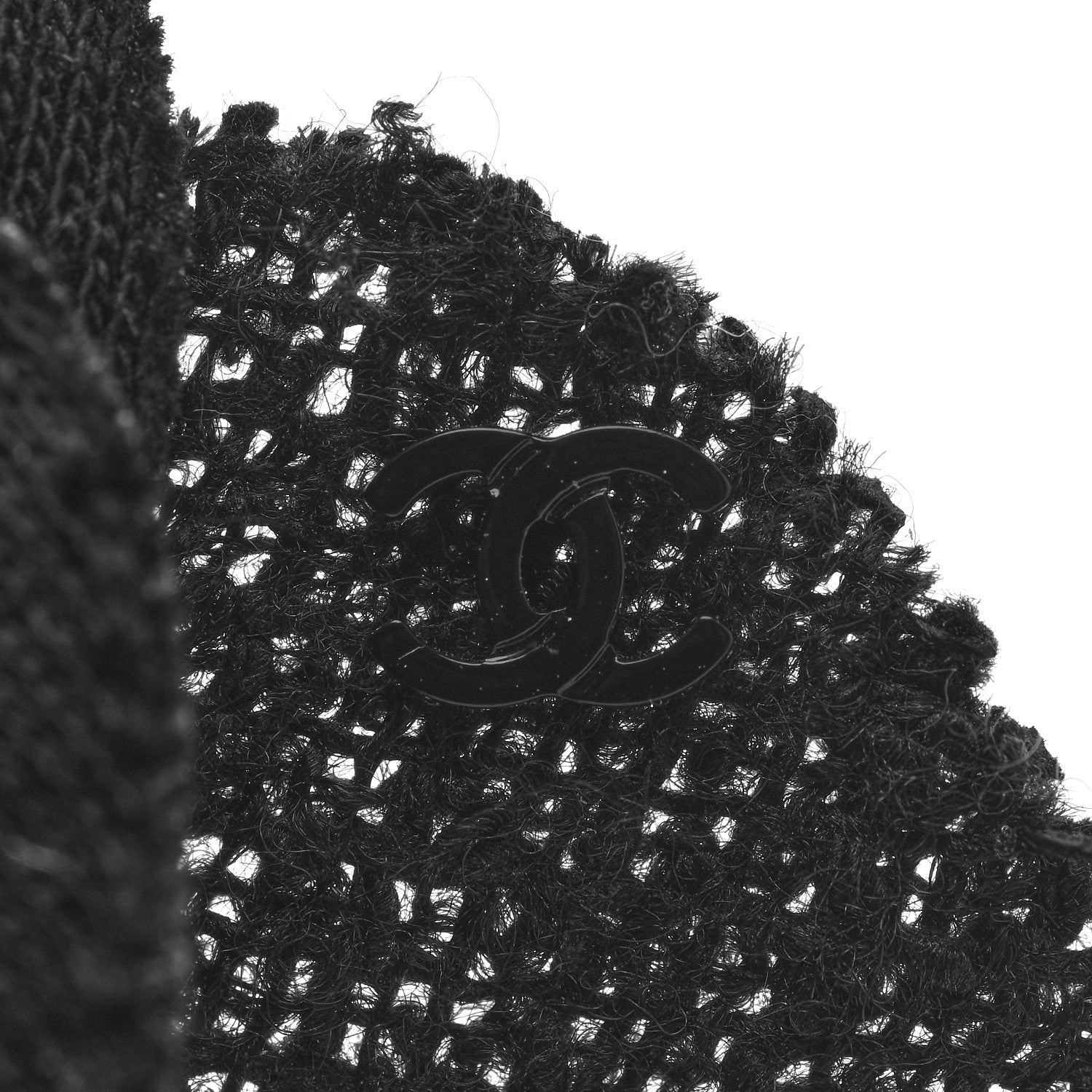 Chanel Tweed Fabric Camellia Pin Brooch Black 4 of 4