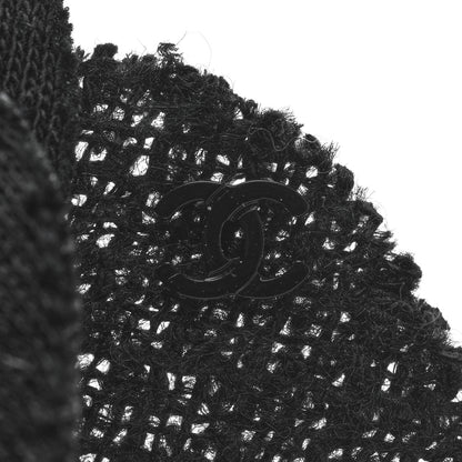 Chanel Tweed Fabric Camellia Pin Brooch Black 4 of 4