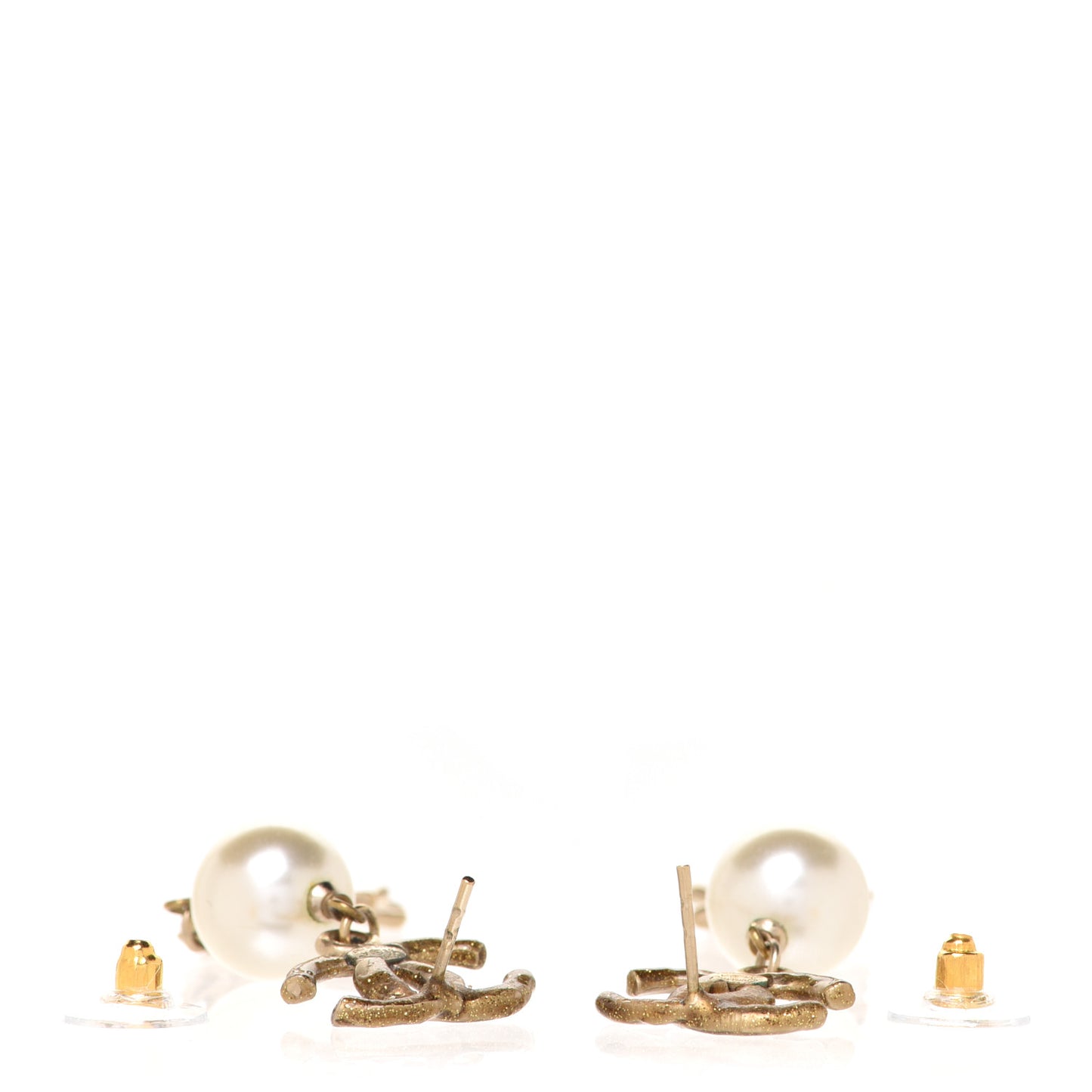 Pearl CC Drop Leaf Earrings Gold