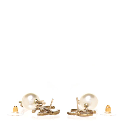 Chanel Pearl CC Drop Leaf Earrings Gold 3 of 4