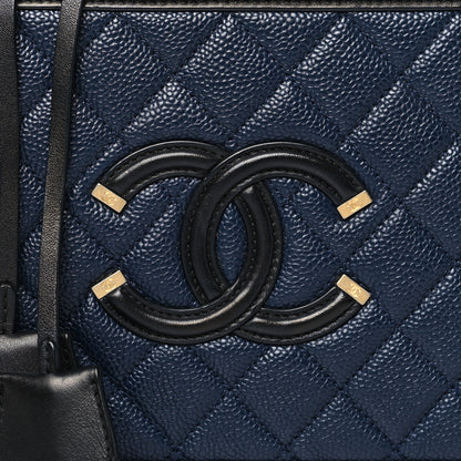 Chanel Caviar Quilted Medium CC Filigree Vanity Case Navy Black 8 of 10