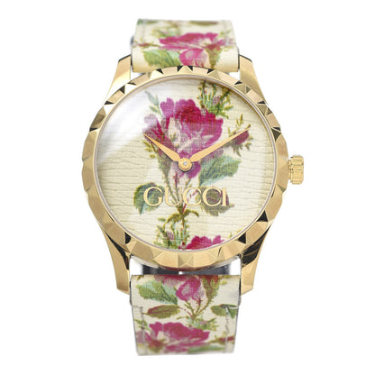 Gucci Stainless Steel Calfskin 38mm G-Timeless Floral Quartz Watch Ivory 1 of 9