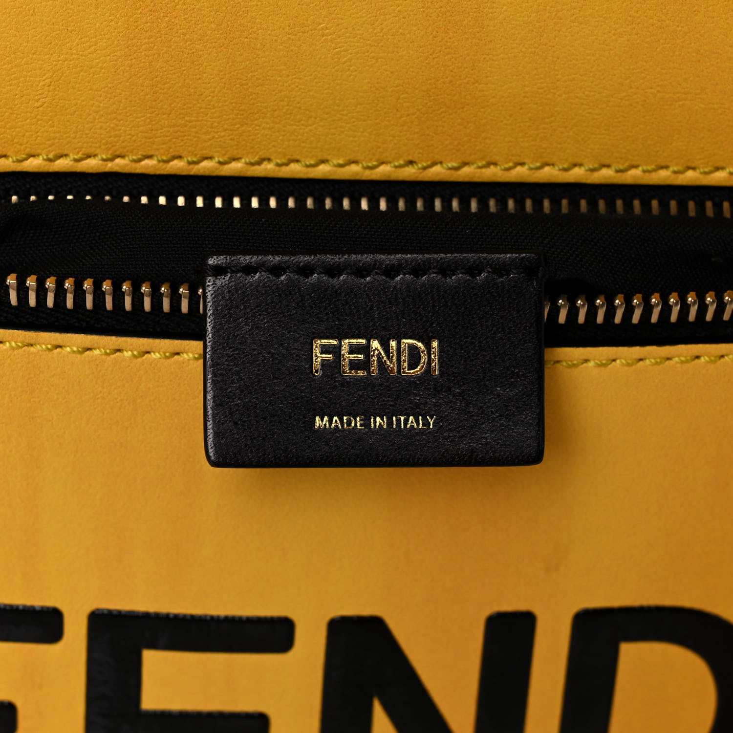 Fendi Vitello Fluffy Logo Fendi Pack Backpack Yellow Box Black 5 of 12